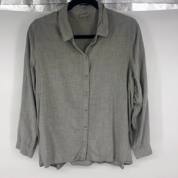 J Jill Gray Button Down Blouse Top Large - Picture 1 of 5